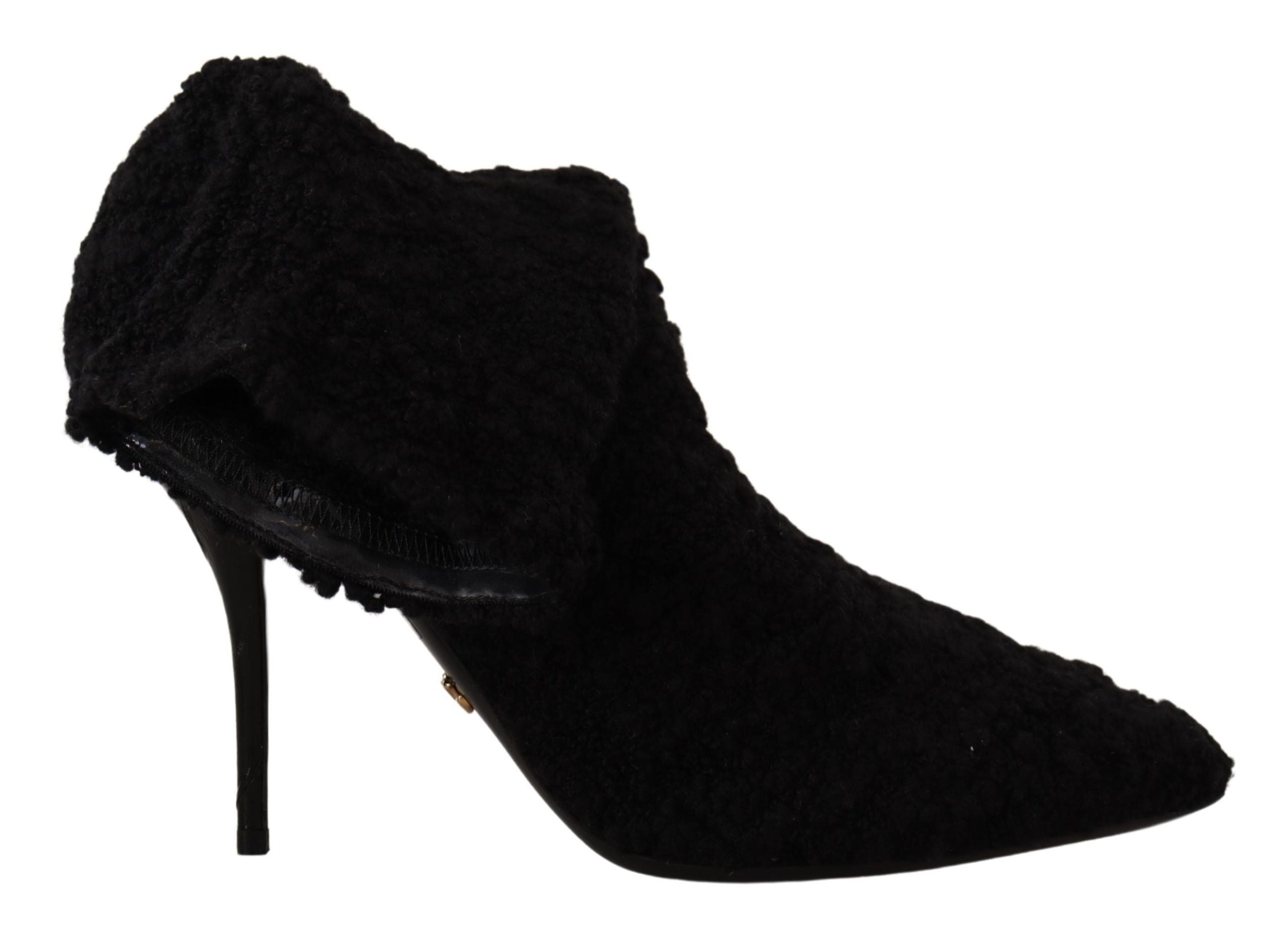 Black Stiletto Heels Mid Calf Women Boots - ventzia