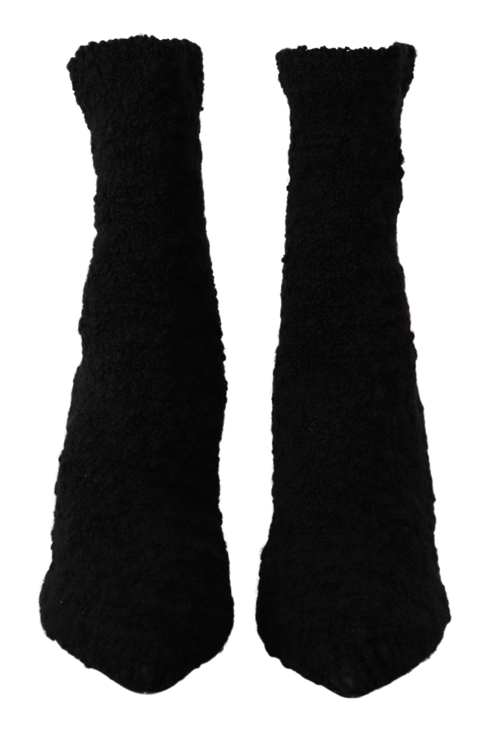 Black Stiletto Heels Mid Calf Women Boots - ventzia