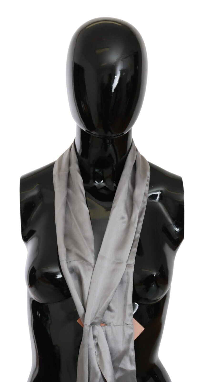 Metallic Silver Silk Neck Wrap Shawl Scarf - ventzia