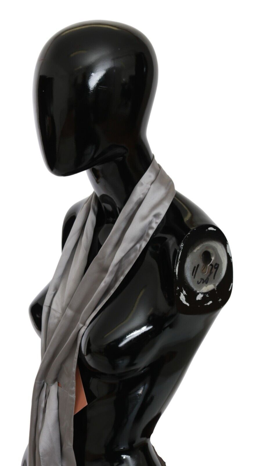 Metallic Silver Silk Neck Wrap Shawl Scarf - ventzia