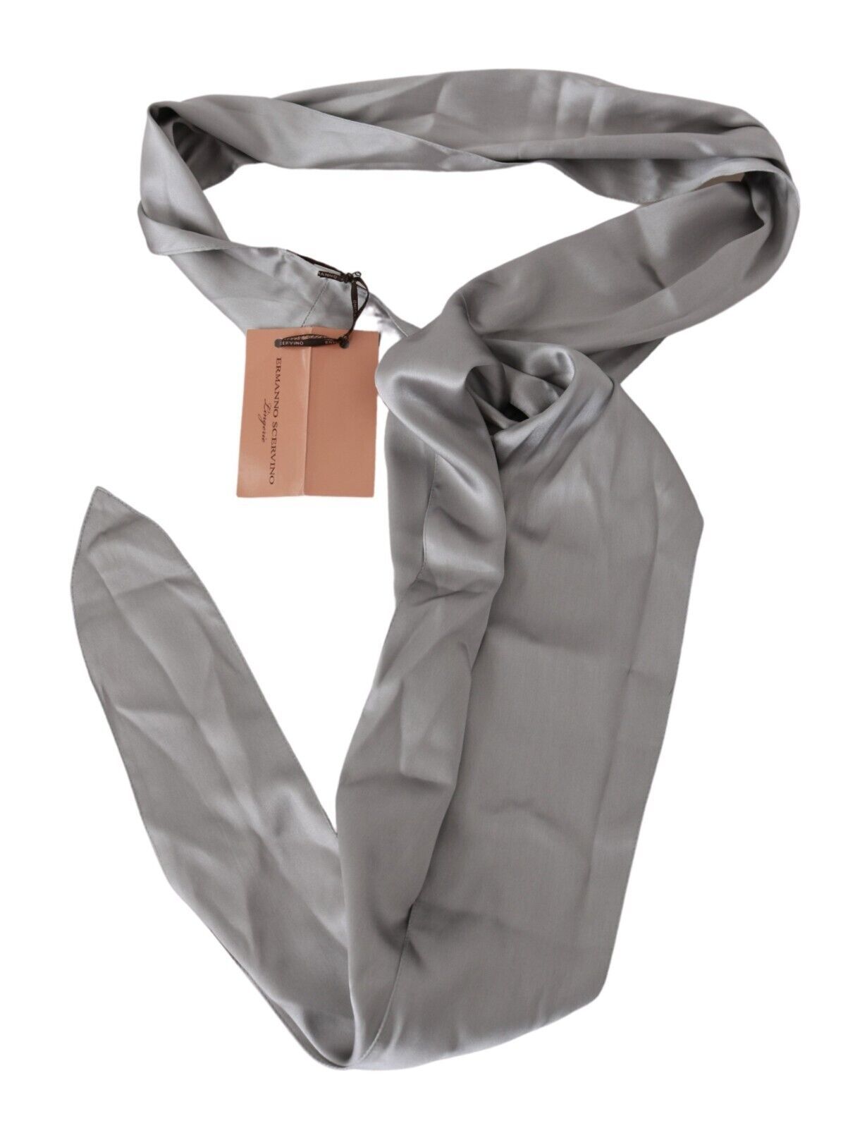 Metallic Silver Silk Neck Wrap Shawl Scarf - ventzia