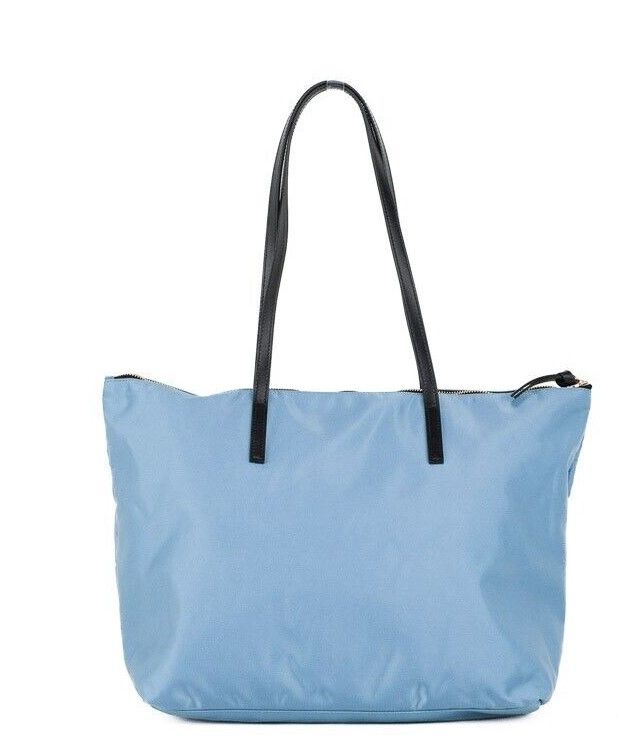 Portuna Medusa Medium Cornflower Blue Nylon Leather Tote Bag Purse - ventzia