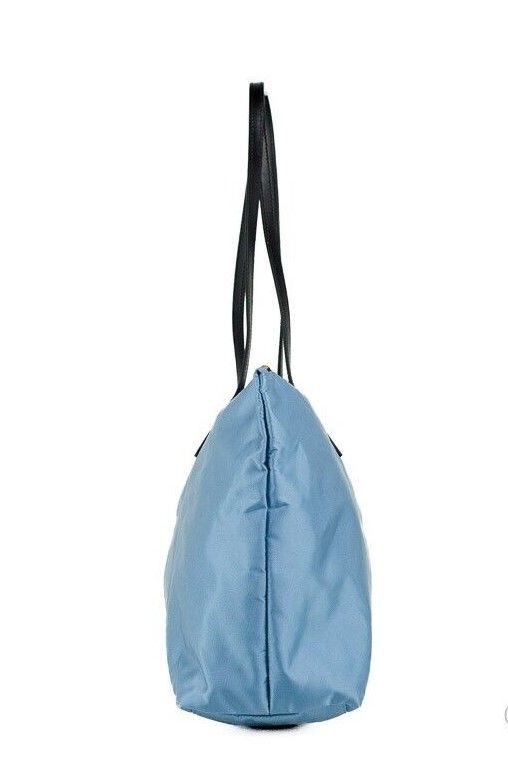 Portuna Medusa Medium Cornflower Blue Nylon Leather Tote Bag Purse - ventzia