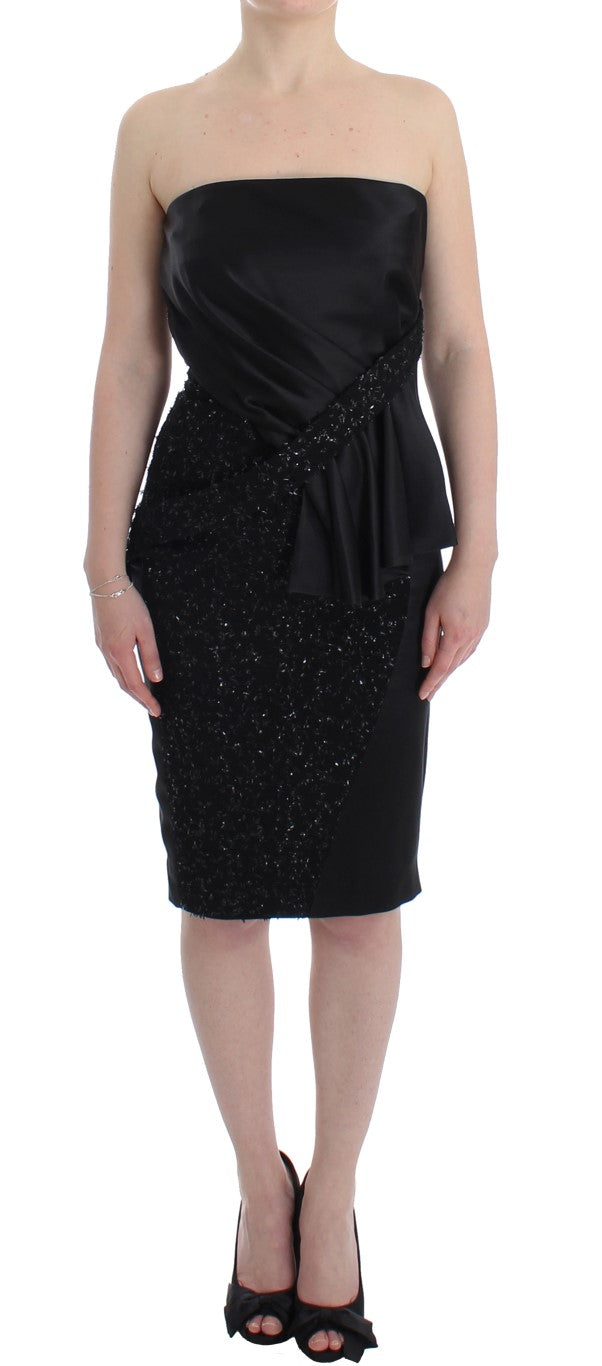 Elegant Strapless Black Dress - ventzia