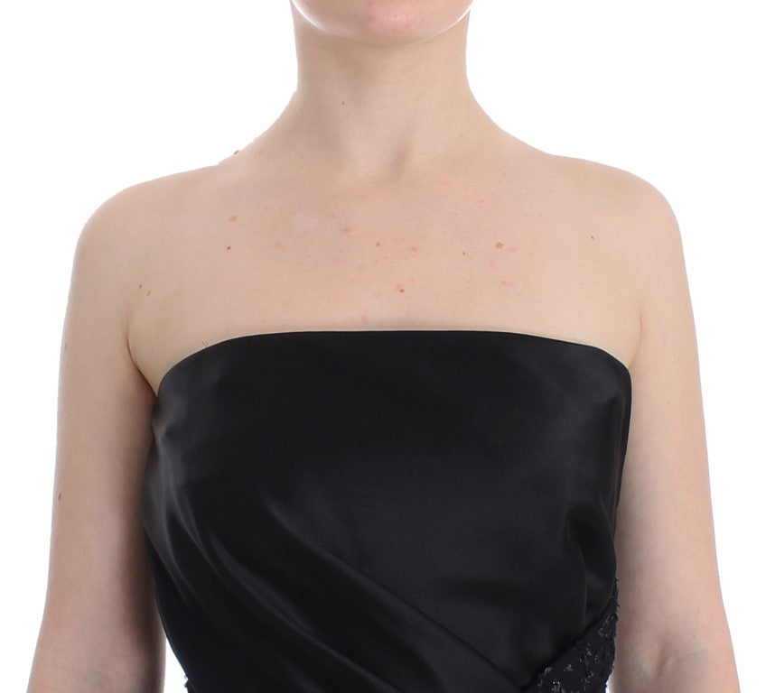 Elegant Strapless Black Dress - ventzia