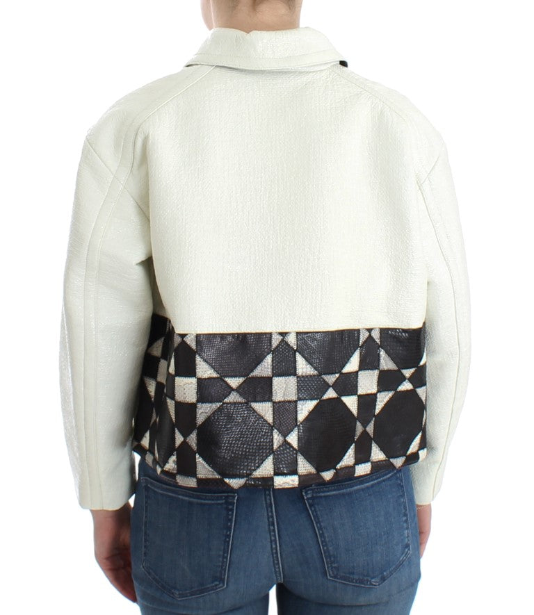 Exclusive Black & White Leather Jacket - ventzia