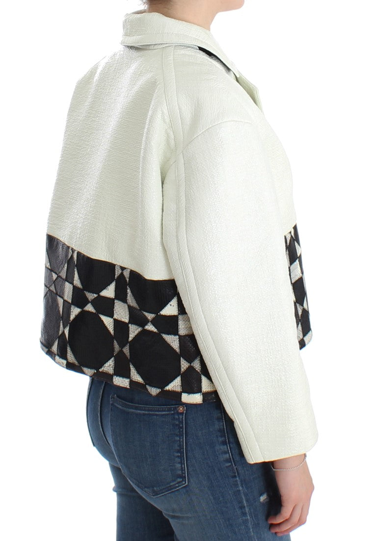 Exclusive Black & White Leather Jacket - ventzia