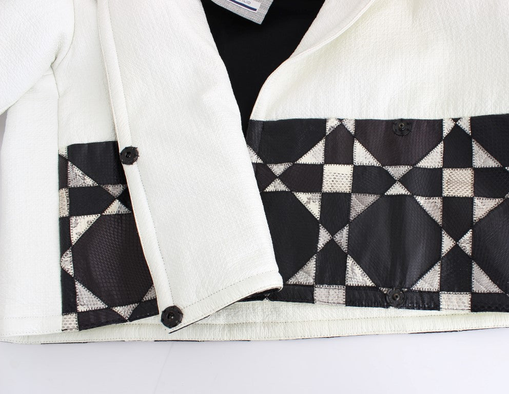 Exclusive Black & White Leather Jacket - ventzia