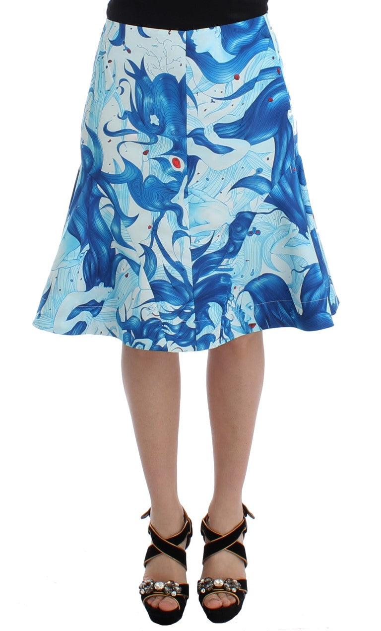 Elegant Fresco-Print Knee-Length Skirt - ventzia