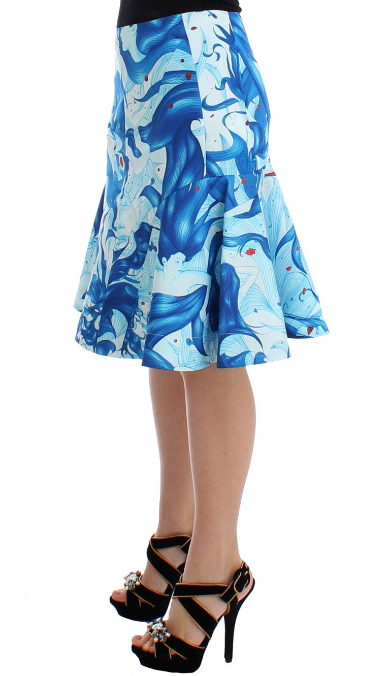 Elegant Fresco-Print Knee-Length Skirt - ventzia