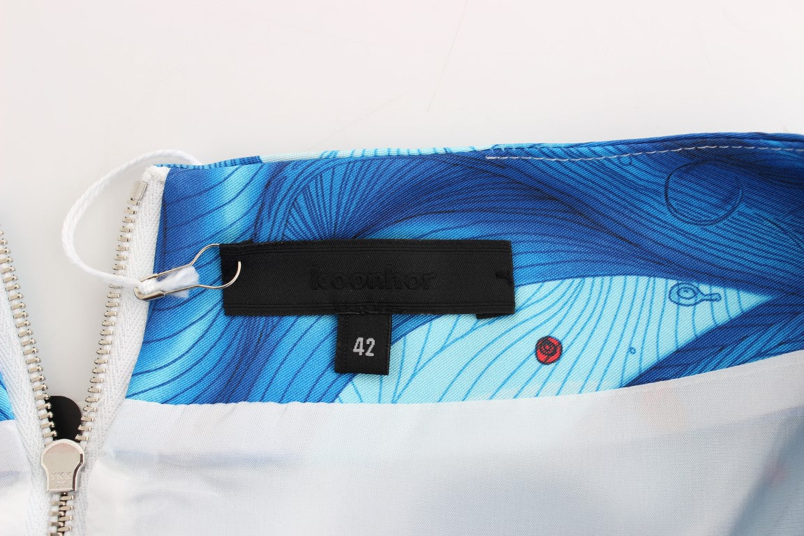 Elegant Fresco-Print Knee-Length Skirt - ventzia