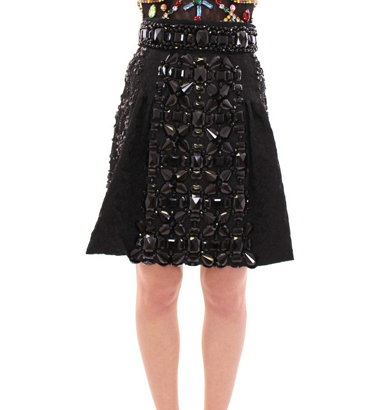 Black Crystal Embellished Masterpiece Skirt - ventzia