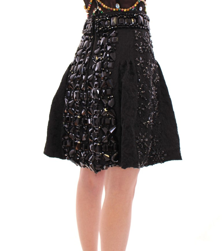 Black Crystal Embellished Masterpiece Skirt - ventzia
