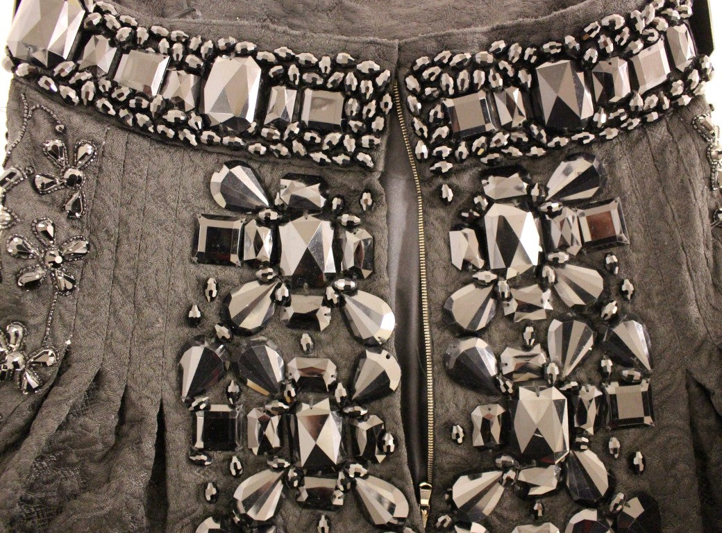 Black Crystal Embellished Masterpiece Skirt - ventzia