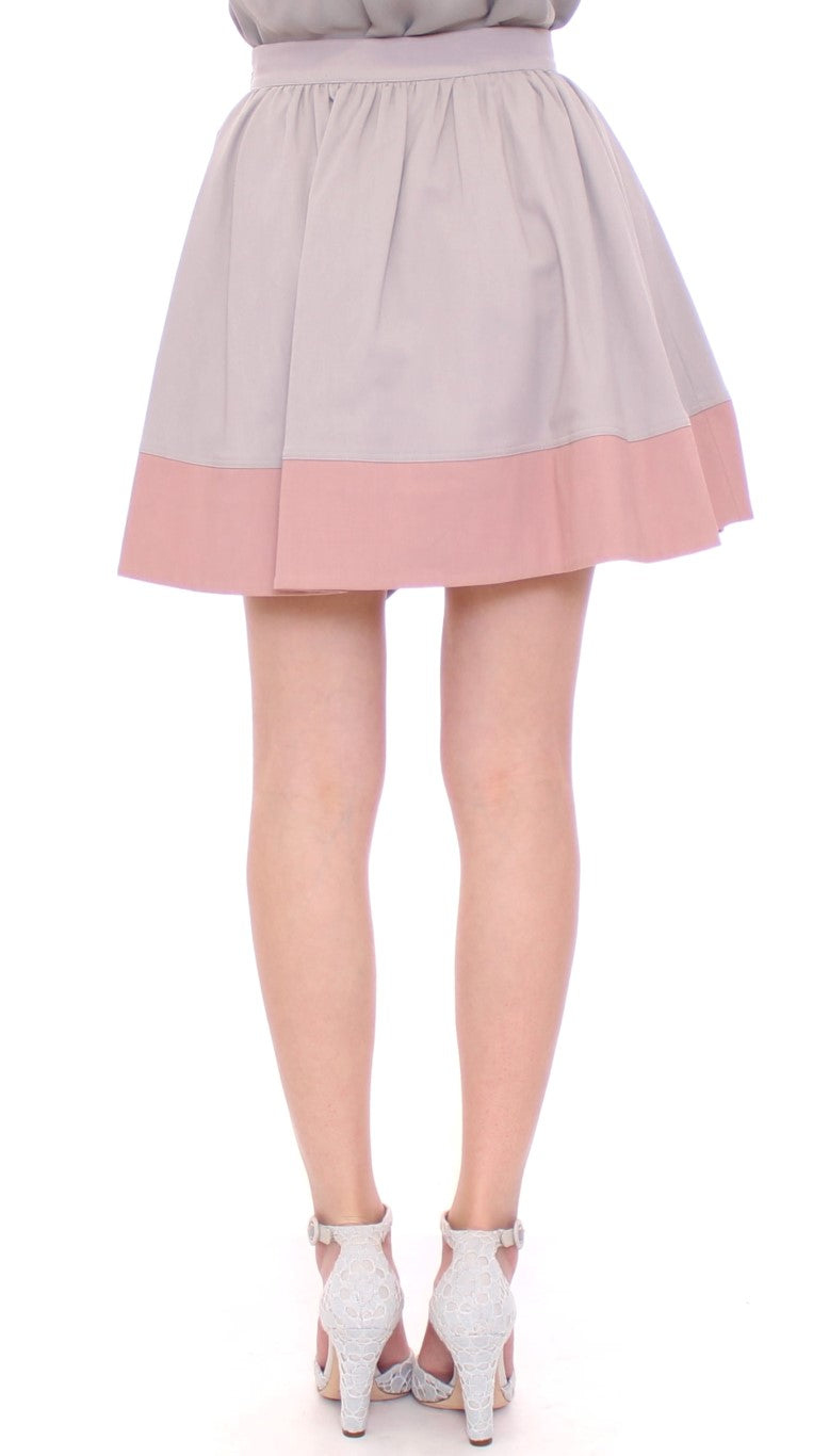 Sleek Pleated Mini Skirt in Pink and Gray - ventzia