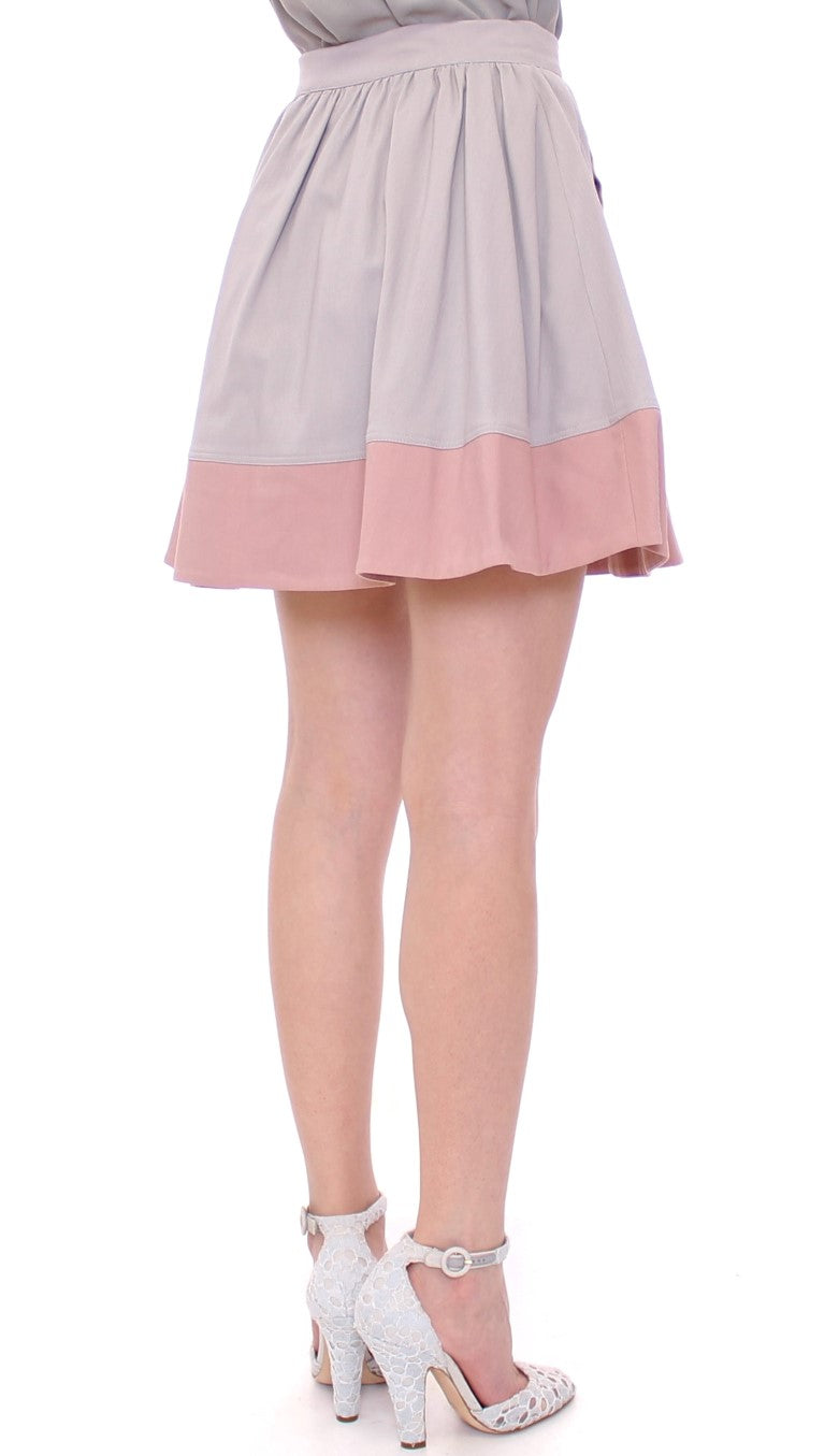 Sleek Pleated Mini Skirt in Pink and Gray - ventzia