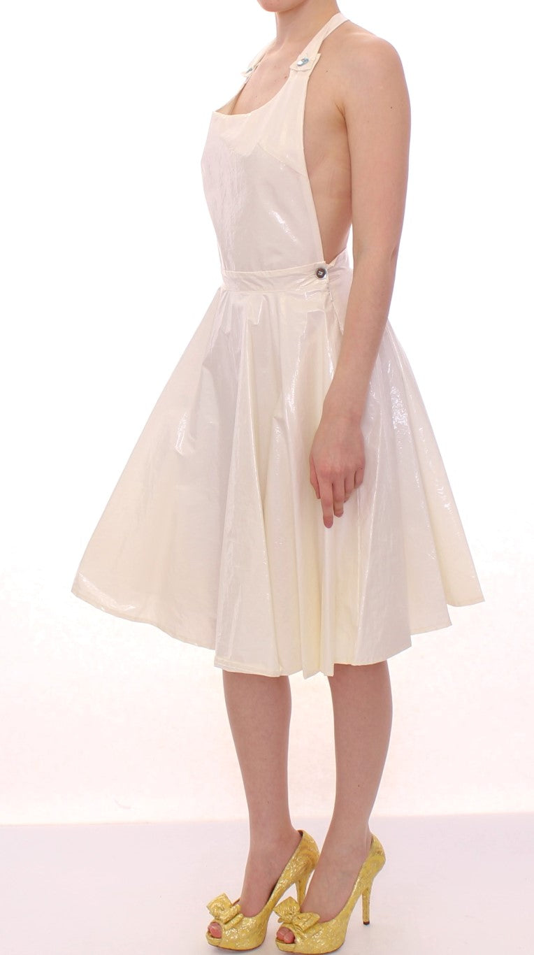 Elegant White Tea Halterneck Dress - ventzia
