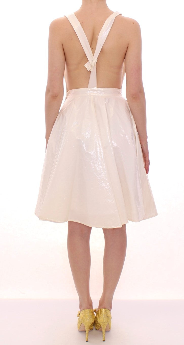 Elegant White Tea Halterneck Dress - ventzia