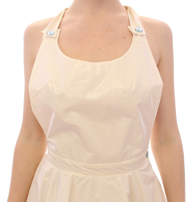 Elegant White Tea Halterneck Dress - ventzia