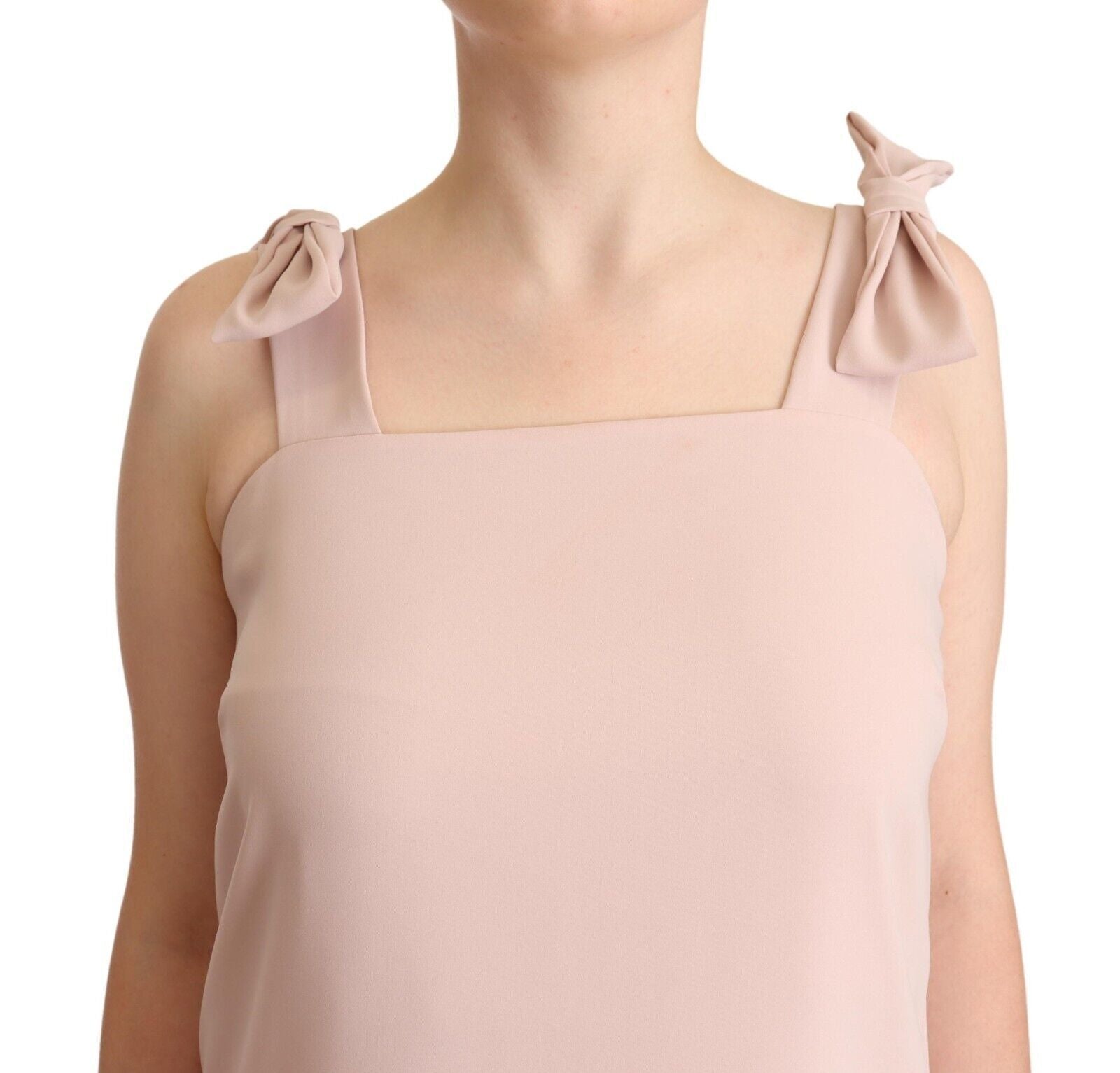 Pink Polyester Sleeveless Midi Feather Shift Dress - ventzia