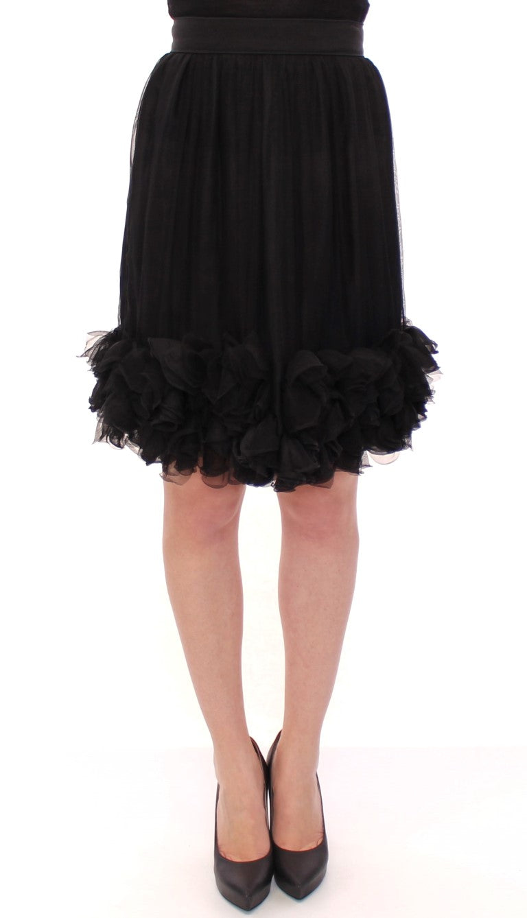 Elegant Silk Black Skirt for Evenings - ventzia
