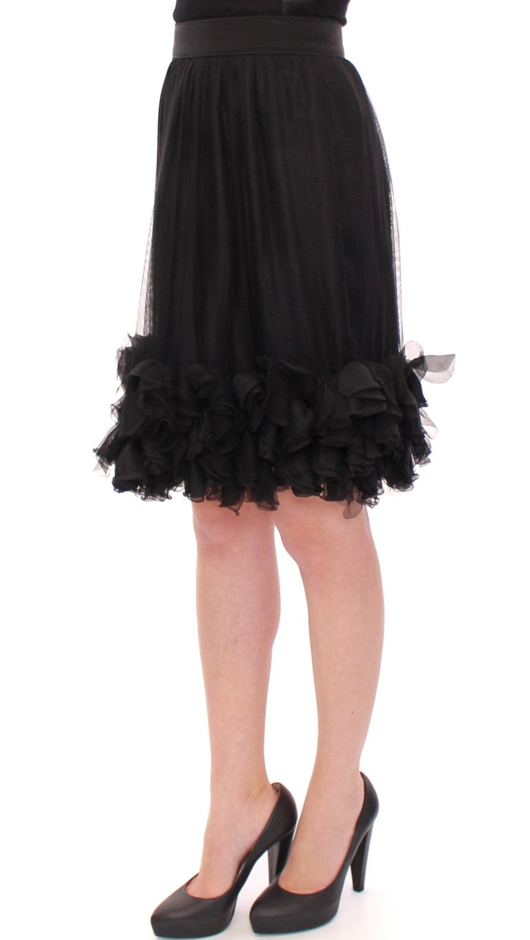 Elegant Silk Black Skirt for Evenings - ventzia