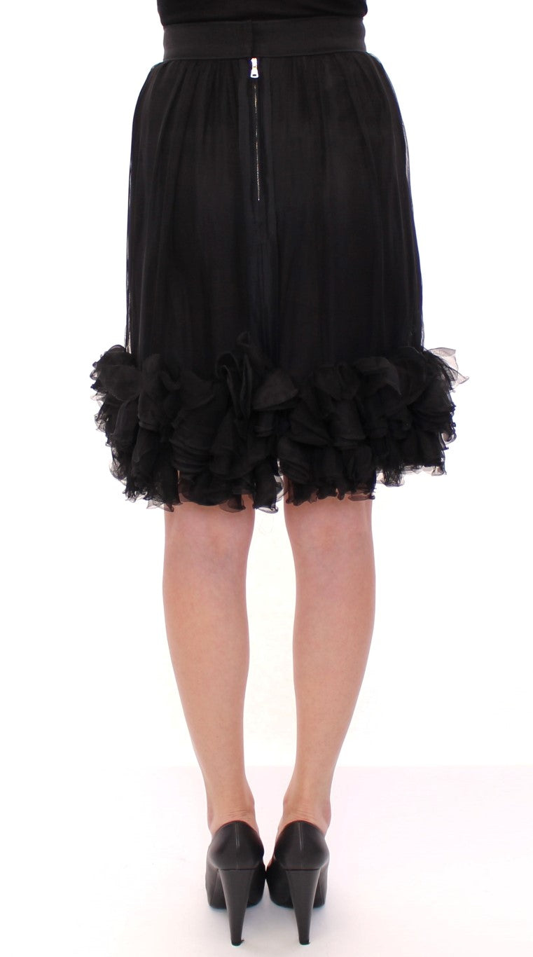 Elegant Silk Black Skirt for Evenings - ventzia