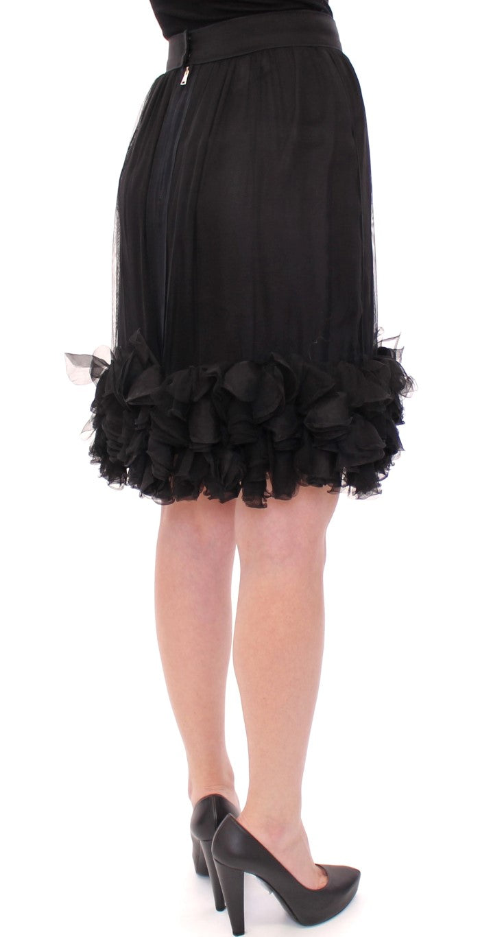 Elegant Silk Black Skirt for Evenings - ventzia