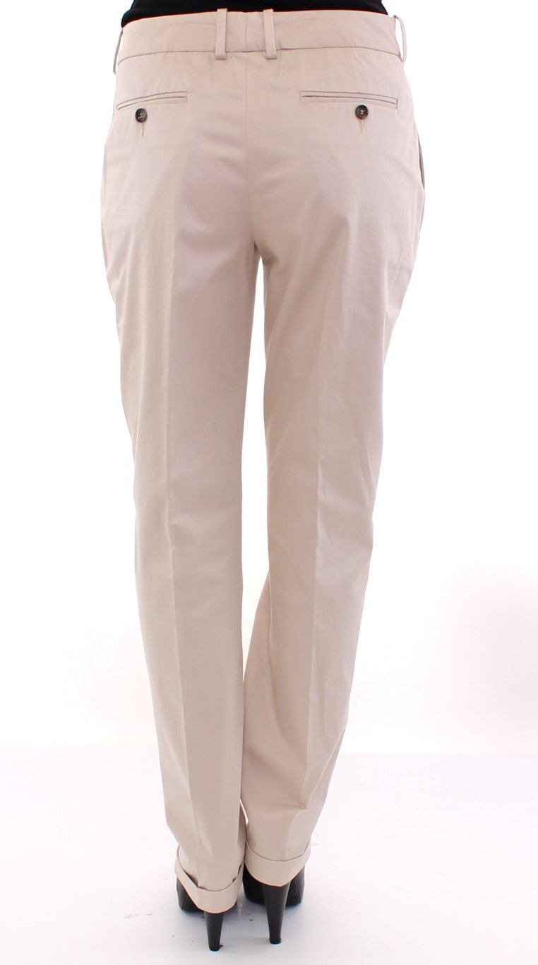 Elegant Beige Regular Fit Cotton Pants - ventzia