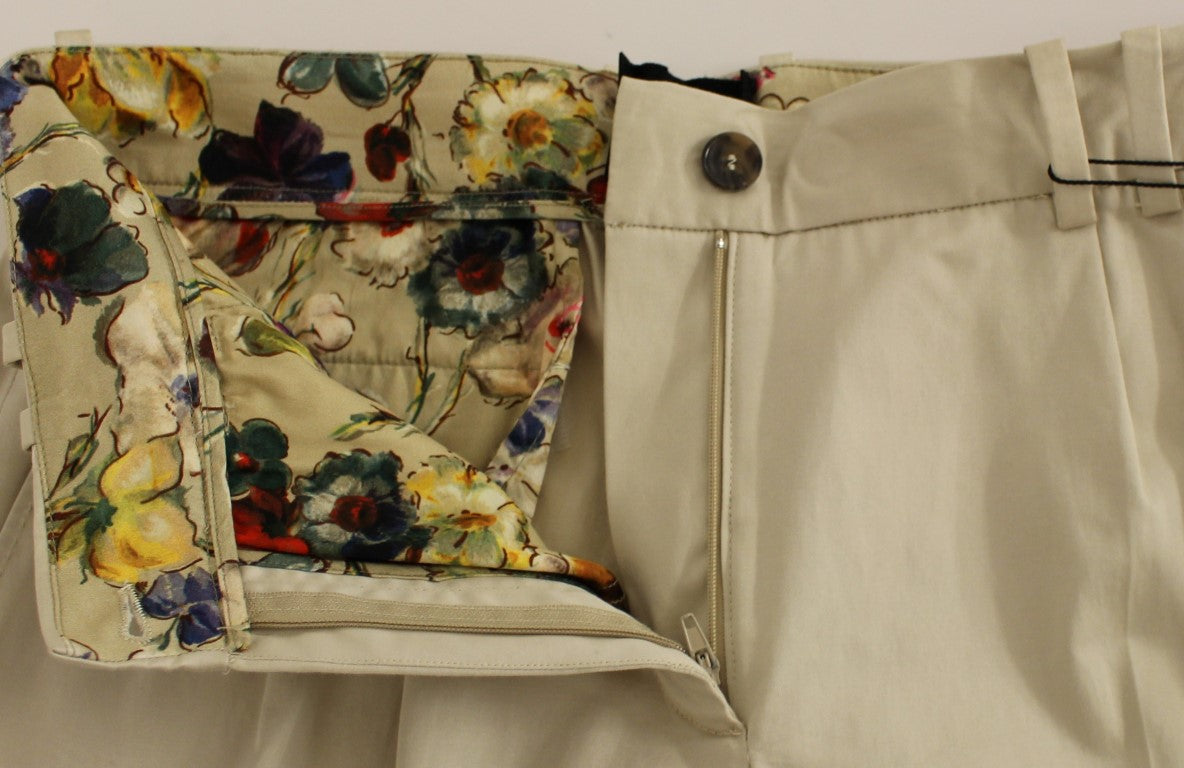 Elegant Beige Regular Fit Cotton Pants - ventzia