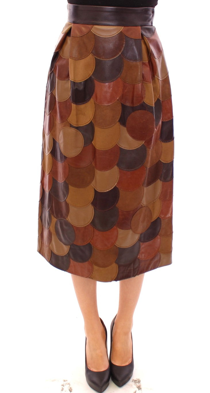 Elegant Leather Patchwork Skirt - ventzia