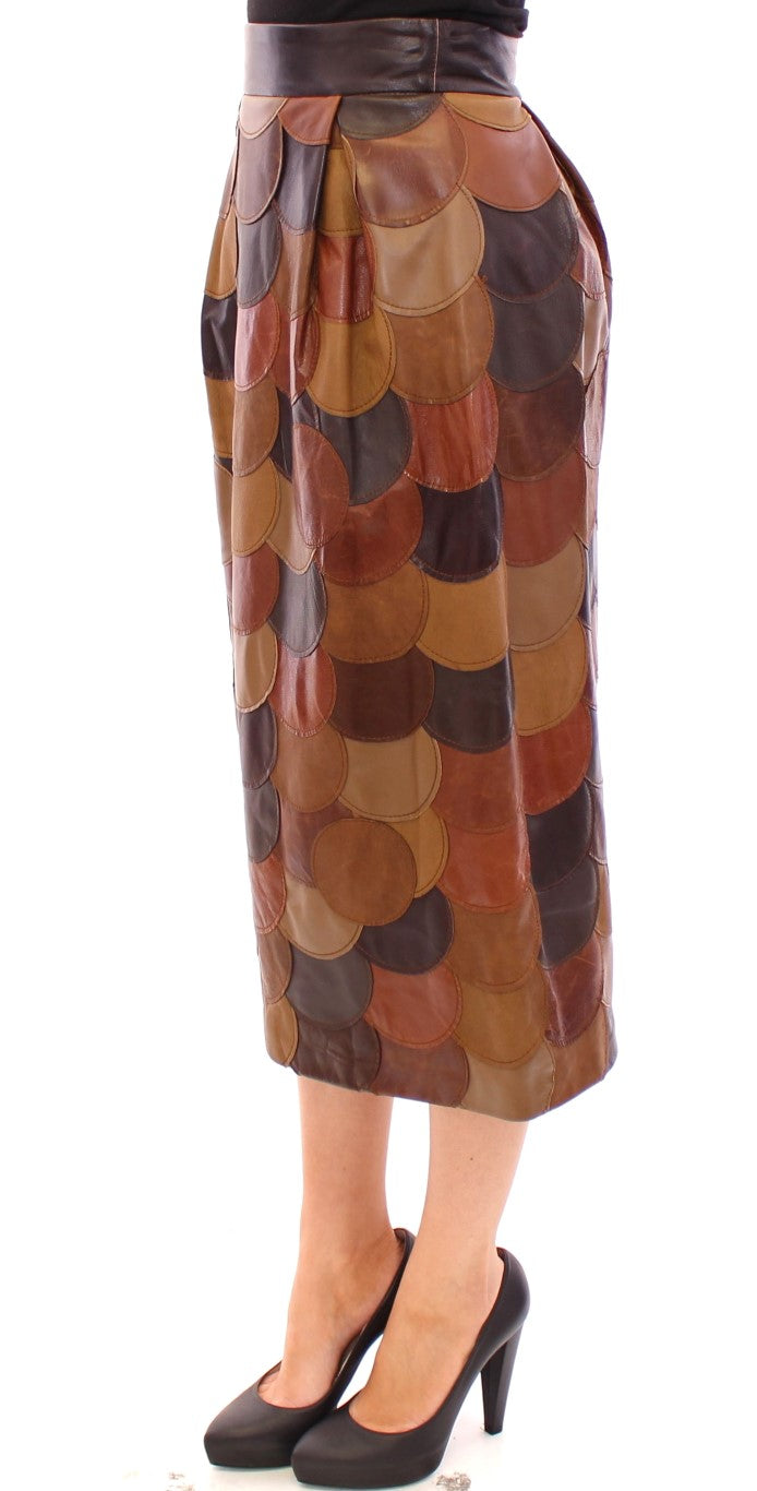 Elegant Leather Patchwork Skirt - ventzia