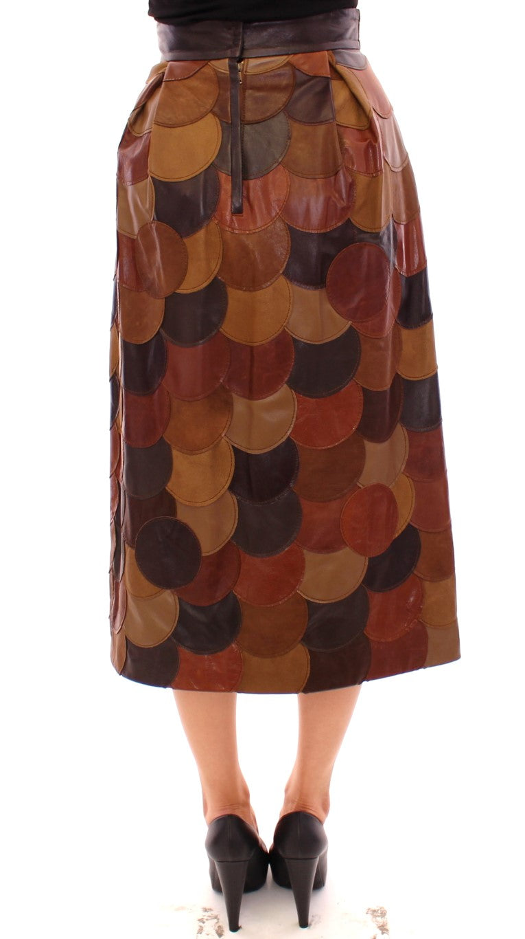 Elegant Leather Patchwork Skirt - ventzia