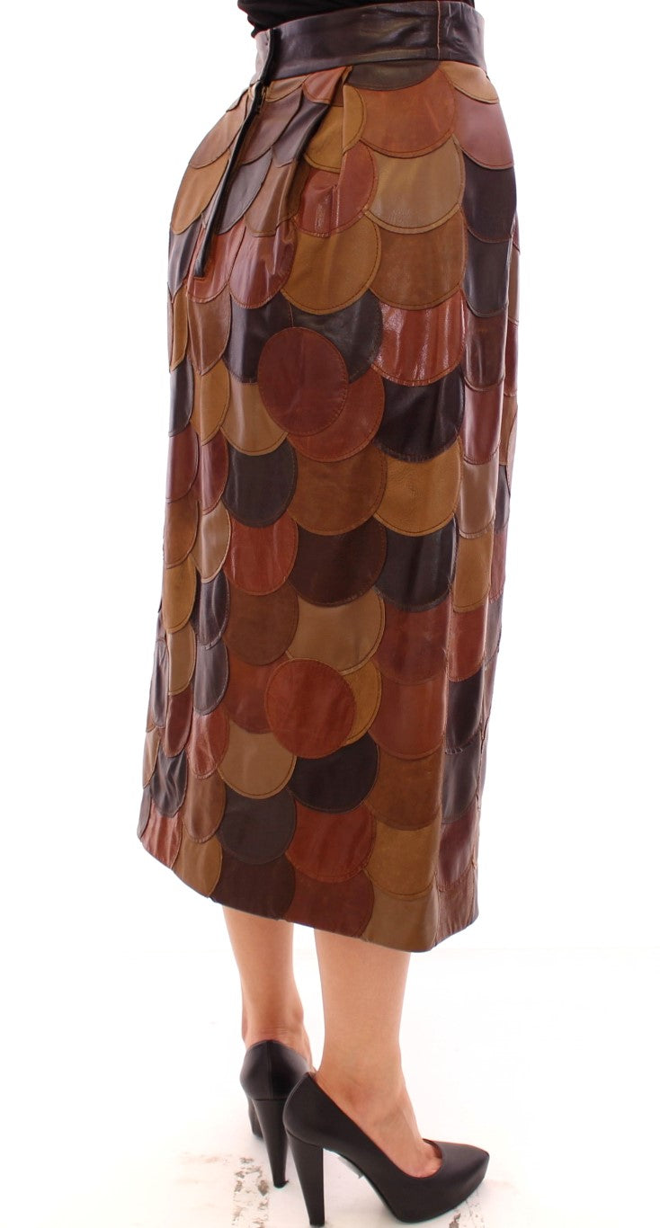 Elegant Leather Patchwork Skirt - ventzia