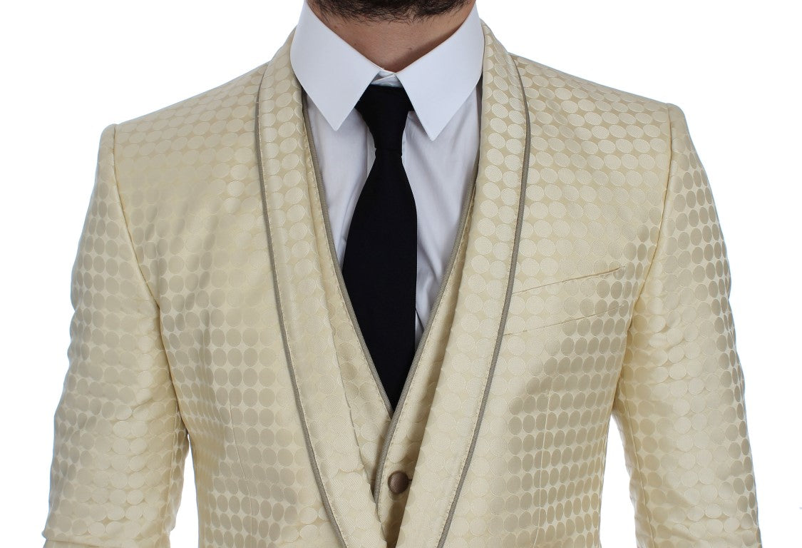 Sophisticated Beige Polka Dotted Blazer & Vest - ventzia