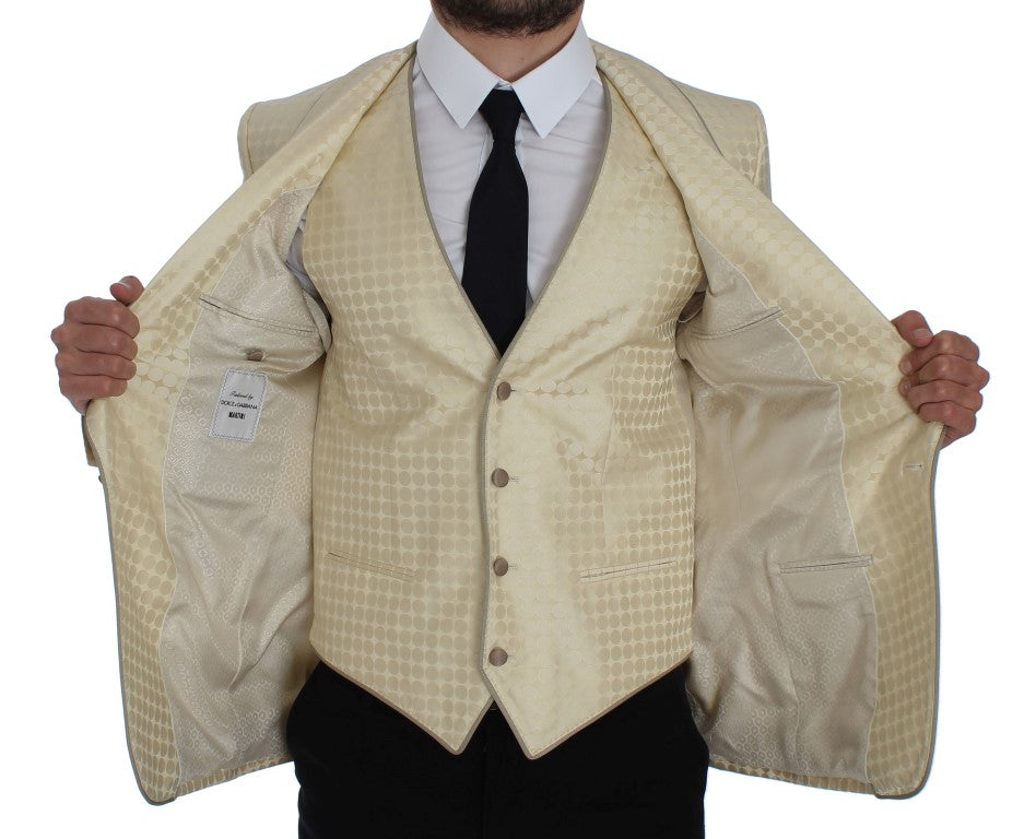 Sophisticated Beige Polka Dotted Blazer & Vest - ventzia