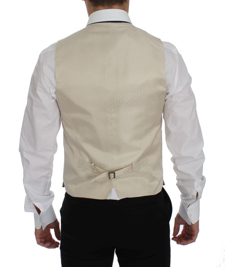 Sophisticated Beige Polka Dotted Blazer & Vest - ventzia
