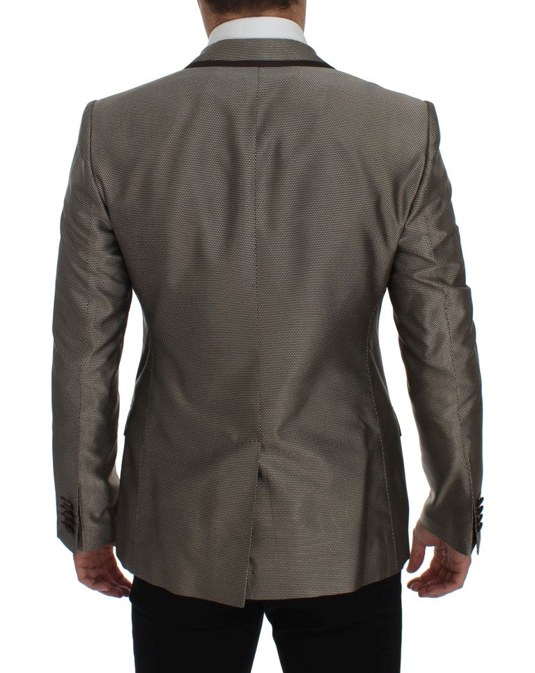 Elegant Brown Silk Two-Button Slim Blazer - ventzia