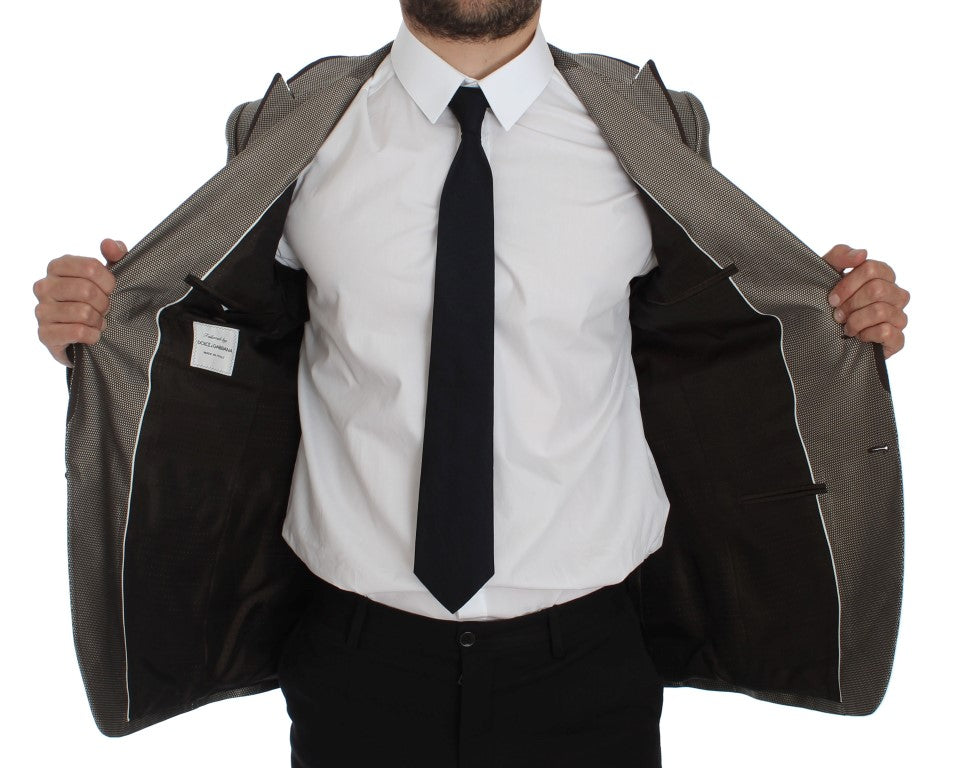 Elegant Brown Silk Two-Button Slim Blazer - ventzia