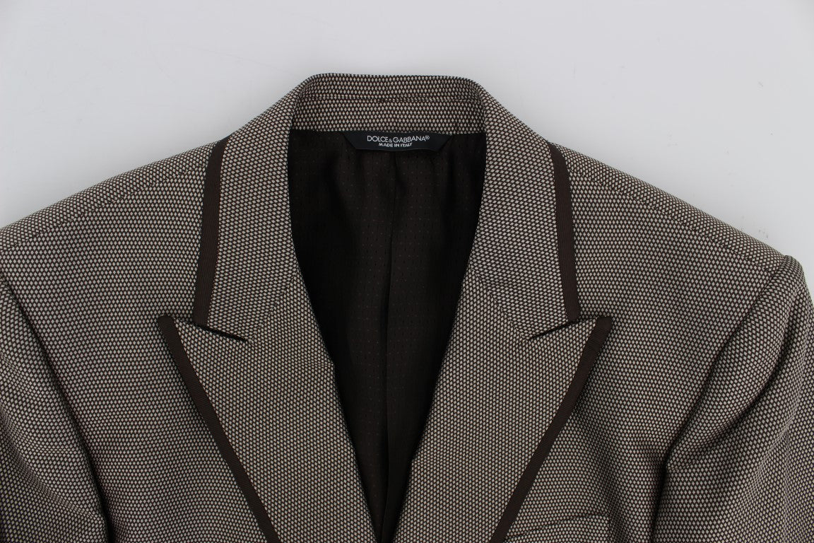 Elegant Brown Silk Two-Button Slim Blazer - ventzia