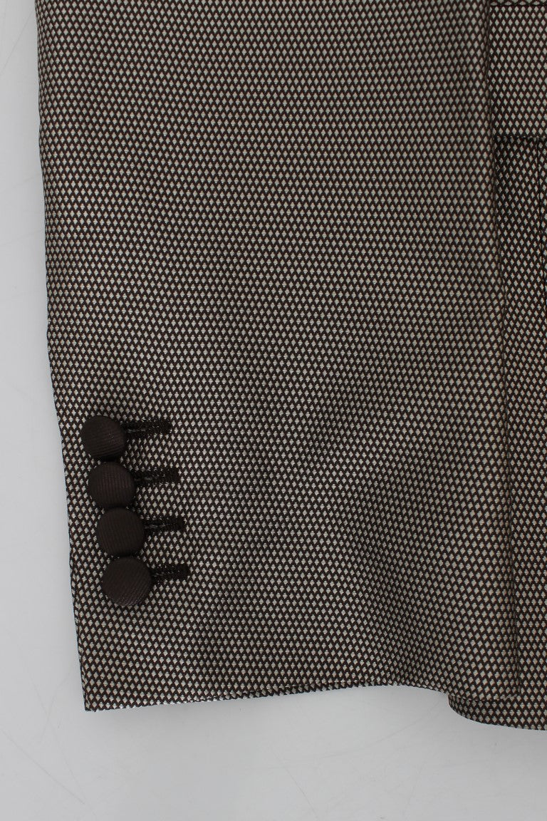 Elegant Brown Silk Two-Button Slim Blazer - ventzia