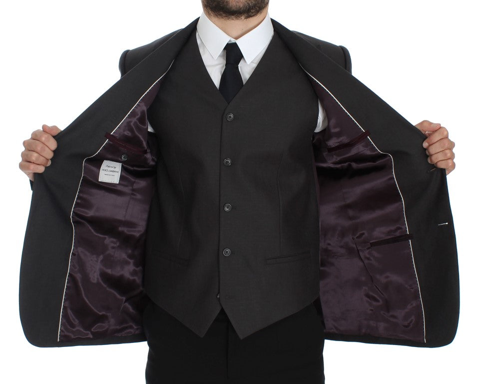 Elegant Gray Linen Slim Fit Blazer and Vest - ventzia