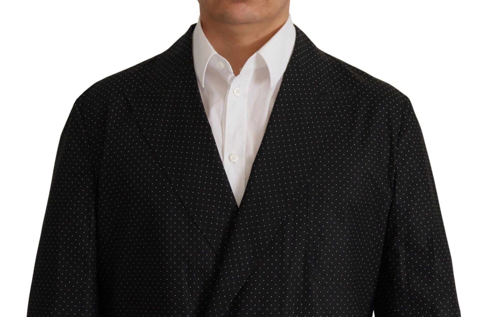 Black Polka Dotted Cotton Blazer Jacket - ventzia