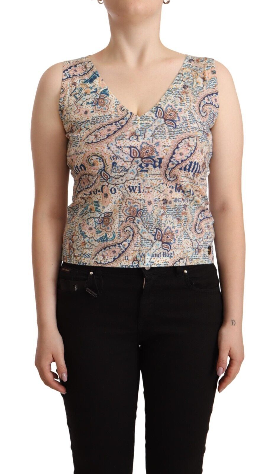 Multicolor Cotton Sleeveless V-neck Tank Top - ventzia