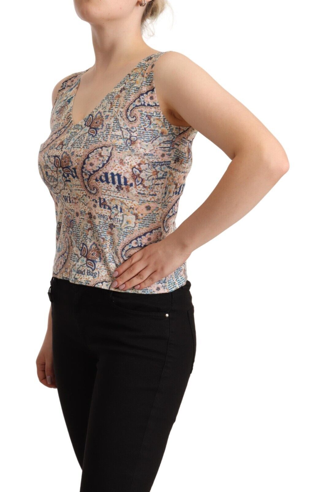 Multicolor Cotton Sleeveless V-neck Tank Top - ventzia