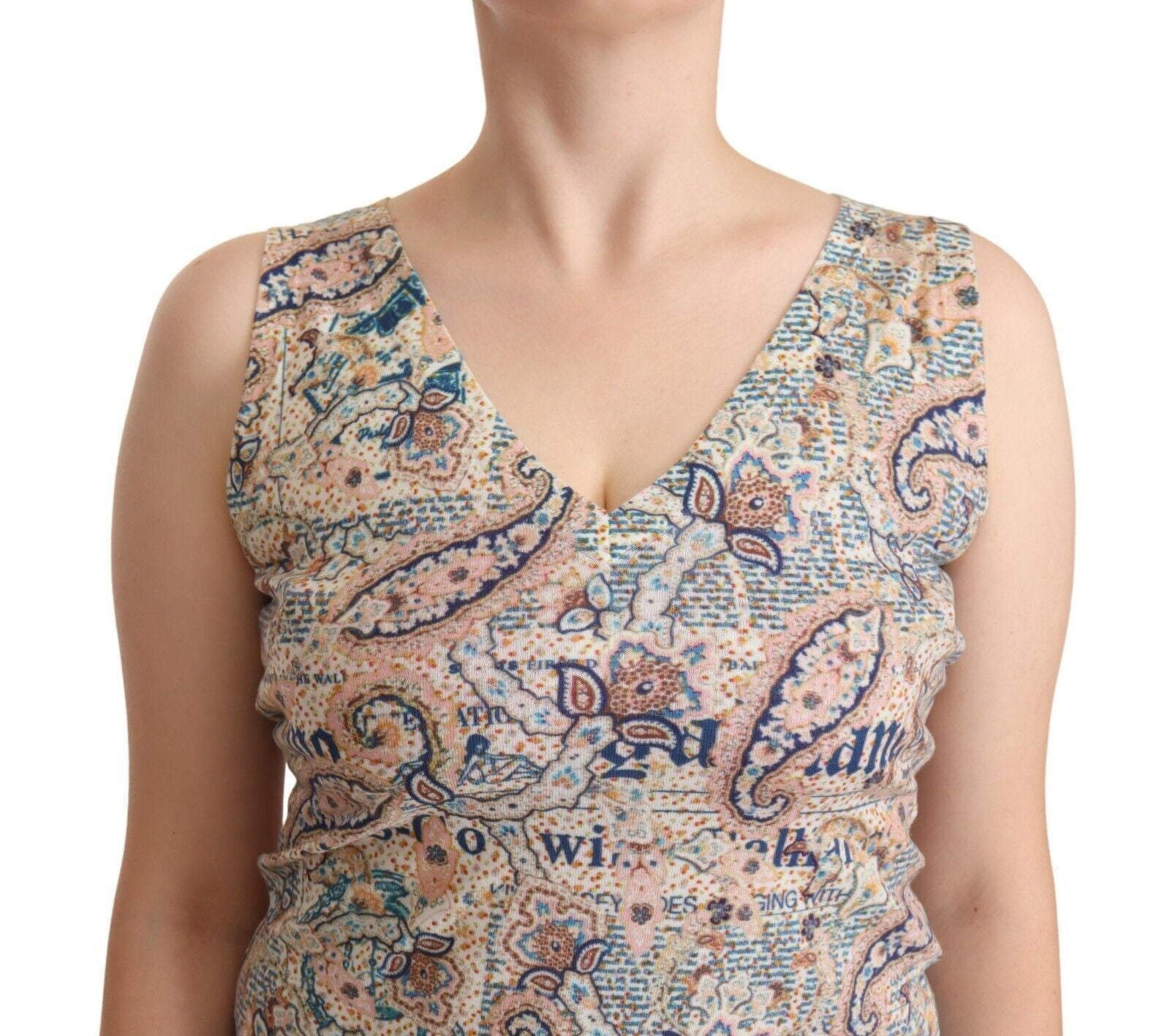 Multicolor Cotton Sleeveless V-neck Tank Top - ventzia