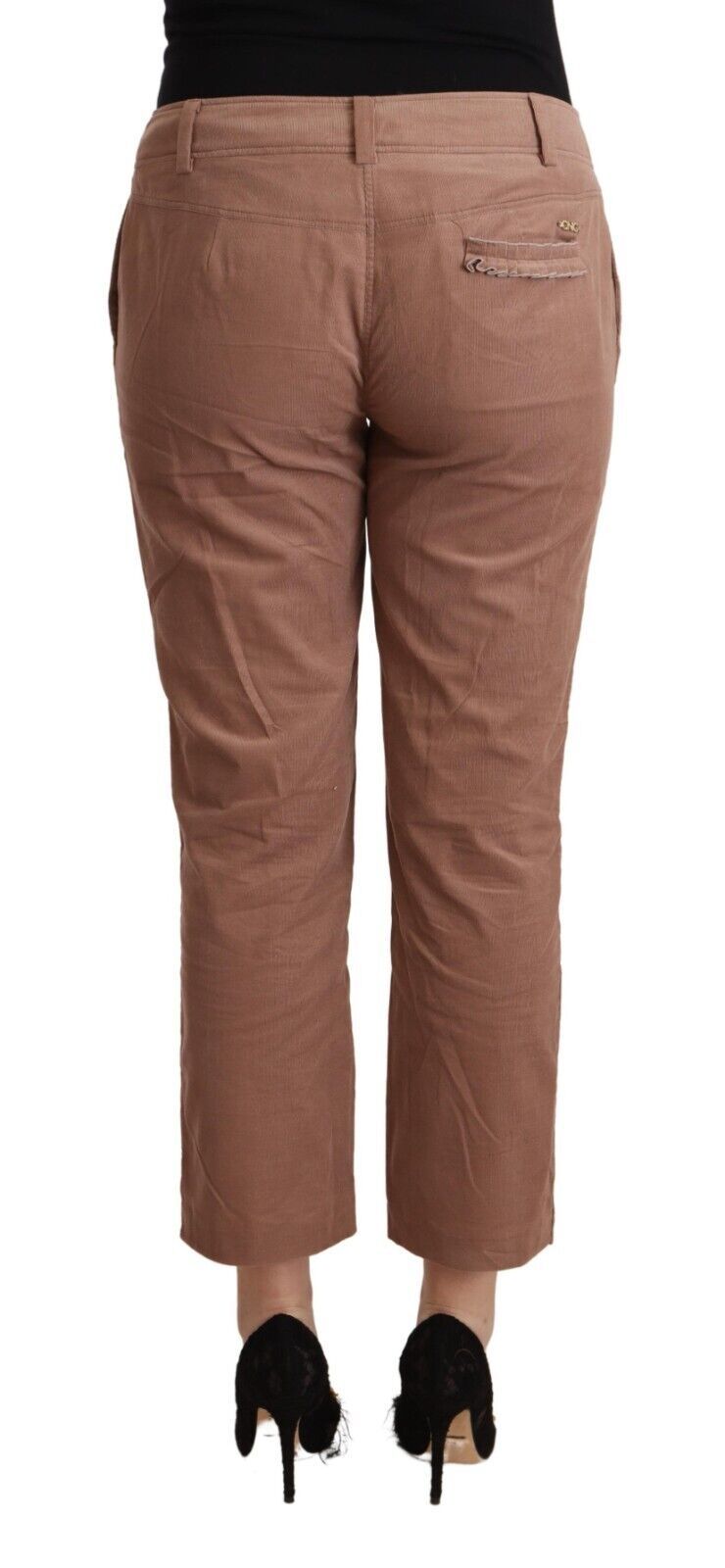 Brown Cotton Tapered Cropped Pants - ventzia