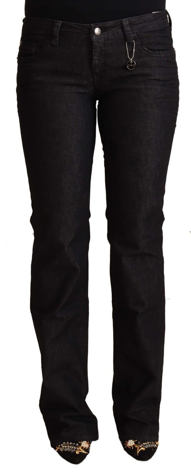 Black Cotton Low Waist Skinny Jeans - ventzia