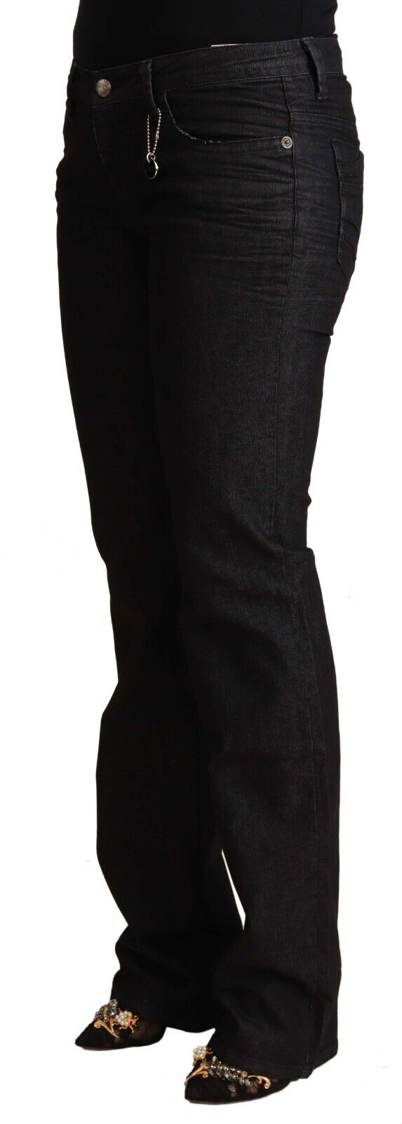 Black Cotton Low Waist Skinny Jeans - ventzia