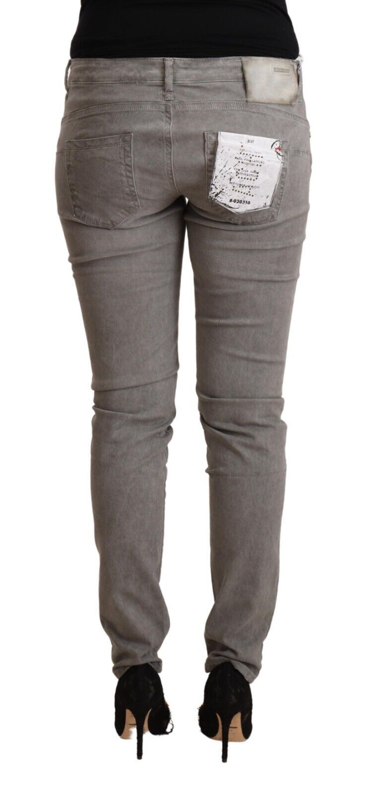 Light Gray Washed Cotton Slim Fit Denim Jeans - ventzia